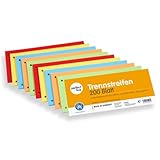 perfect line 200 Trennstreifen für Ordner A4, Trennblätter aus Recycling-Karton, MADE IN GERMANY, 5 Farben, gelocht