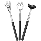 WOLMIK 3 Stück Rückenkratzer, Rückenkratzer Teleskop, Kratzhand Rückenkratzer, Back Scratcher, Kratzhand, Ruckenkratzerhand, für Kopf und Rücken Massage (schwarz)