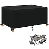 Gartenmöbel-Abdeckung, wasserdicht, Winddicht, UV-beständig, 420D Oxford-Gewebe, Schutzhülle für Gartentisch-Sitzgruppe, Schwarz – rechteckig (210 x 90 x 70 cm)