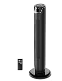 Midea FZ10-17JR Turmventilator Leise mit Fernbedienung 92CM, mobiler Lüfter,Ventilator Säulenventilator,7 Stunden Timer,3 Modi,3 Geschwindigkeiten,45W Standventilator,Schwarz