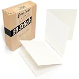 Japun - 50er Set blanko Falt-Karten - Klapp-Karten zum gestalten, beschriften oder bedrucken - DIN A6 - weiß