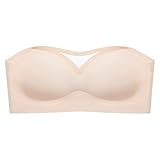 Necalisi trägerloser BH Push up hellgelb Damen BH ohne Buegel BH Trägerloser Abnehmbare Träger Push Up Unterwäsche Lingerie BH Trägerlos 90C