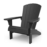 Keter Alpine Adirondack Chair, Outdoor Gartenstuhl aus Kunststoff mit Getränkehalter, grau, wetterfest, amerikanischer Design-Klassiker, für Garten, Terrasse und Balkon, 93 x 81 x 96,5 cm