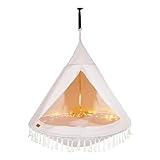 CCLIFE Nestschaukel mit Zelt Ø 150 cm Schaukel Indoor & Outdoor Hängehöhle Hängezelt für Kinder & Erwachsene Max.120kg in Rosa