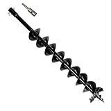 Erdbohrer Gartenbohrer Durchmesser 100mm, Länge 800mm, Erdbohrer für Pfahlbohrer Brunnenbohrer Aushubarbeiten, Stahl Erdlochbohrer Bohrschnecke mit Sicherungsbolzen & Adapter, Gartenspiralbohrer