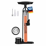 Pitlane Performance® Fahrradpumpe mit Manometer, Standluftpumpe 42 cm für alle Ventile (Schrader, Presta, Dunlop) Luftpumpe inkl. Ballnadel & Adapter, bis 11 Bar für Fahrrad, Ball, Luftmatratze
