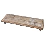 Spetebo Deko Blumenteller natur rechteckig - 55 x 18 cm - Holz Pflanzenhocker länglich mit 4 Füßen - Blumenständer Pflanzenpodest Dekoplatte Geschenktablett Holzständer