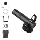 Moman Richtmikrofon Mikrofon, M2S Externe Kamera Mikrofone Nierencharakteristik Low-Cut-Filter Windschutz Shotgun mikrofon für Canon Nikon Sony Panasonic Smartphone Camcorder, Vlog-Videomikrofon