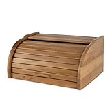 BAS Brotkasten klein mit Rolldeckel braun | Brot-Aufbewahrungsbox Küche Brotbox Holzbox für Brot | Rollbrotkasten Brotbox Brotbehälter |32x26x16| (braun-Eiche)
