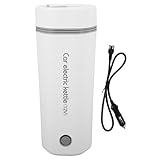 GYZOUKA Reise-Wasserkocher, 80 W, 350 Ml, Tragbarer Mini-Warmwasserboiler mit Automatischer Abschaltung, Auslaufsicher, für Kaffee, Tee, DC 12 V, Weiß
