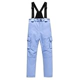 Generisch Skihose Kinder Wasserdicht Snowboardhose mit Trägern Regenhose Arbeitshosen Mädchen Jungen Schneehose Trekkinghose Outdoorhose Winddicht Warm Thermohose Oversize Winterhose Wanderhose