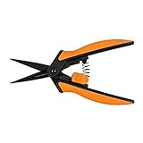 Fiskars Gartenschere, Länge: 15,4 cm, Rostfreie Stahl-Klingen mit PTFE-Beschichtung/Kunststoff-Griffe, Schwarz/Orange, Micro-Tip, Solid, SP-131, 1063321