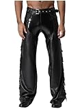Fldy Herren Leder Chaps Cowboy Motorrad Reithosen Fransen Design Wasserdicht Straßenausschlagschutz