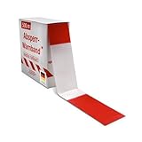 blizz-z Profi-Absperrband rot-weiß gestreift | 500 m x 75 mm | PE-Flatterband (nicht klebend) in Abrollkarton | für Baustellenabsperrungen, Gefahrenbereiche, Veranstaltungen, Events