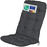 Beautissu Hochlehner Auflage 120x50x8cm - Sitzpolster für Gartenstühle Outdoor Stuhlkissen hoch – Gartenstuhlauflage für Hochlehner in Graphitgrau - Flair HL