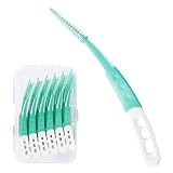 60 Stück Interdentalbürsten, Silikon Zahnzwischenraumbürsten Dentalbürsten mit Box,Zahnsticks Interdentalreiniger Gebogen,für Reinigung schwer zugänglicher Zahnzwischenräume
