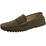 Jamron Herren Wildleder Penny Loafers Gemütlich Fahrende Schuhe Mokassin Slippers Braun 2088 UK9/EU43