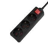 UNITEC Steckdosenleiste 3-Fach mit Schalter, 1.4 m, schwarz