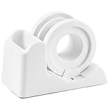 Angoily Kunststoff Klebebandabroller Klein Weiß Tisch Klebebandspender mit Praktischem Aufkleberspender für Milchtee und Takeaway Verpackungen Kompakter Haushalts Klebebandschneider