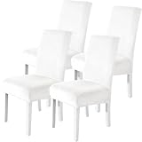 CYACMACO Stuhlbezug 4er Set, Stuhlhussen Samt, Stretch Stuhlhussen, Überzug Stuhl, Stuhlhussen Für Esszimmerstühle,Bezug Für Stühle, Stuhl Schonbezug, Stuhl Hussen, Weiß