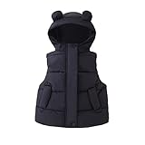 Winterjacke für Kleinkinder, Jungen, Mädchen, Winter, warm, leicht, mit Kapuze, ärmellos, gepolstert, Weste, Jacke, Taillenmantel, Mädchenmantel, 2 Jahre, Schwarz , 2-3 Years