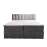 Palermo Boxspringbett mit Bettkästen H3 Matratze mit Topper (Grau, 180 x 200 cm)