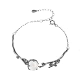 LRXIYODE Silberarmband Damen mit Kreativem Pflaumenblüten design Verstellbar Leichtes Weißer Achat Schmuckstück Komfortabel und Langlebig als Geschenk für Frauen
