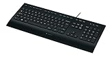 Logitech K280e Pro Kabelgebundene Business Tastatur für Windows, Linux und Chrome, USB-Anschluss, Handballenauflage, Spritzwassergeschützt, PC/Laptop, Deutsches QWERTY-Layout - Schwarz