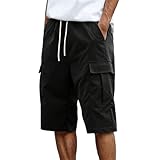 Herren-Cargo-Shorts für Outdoor-Aktivitäten mit Taschen. Bequeme Sommerkleidung, perfekt T-Shirts kombinierbar (Black, S)