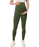 BAYDI Creamlush Damen Schwangerschaftsleggings mit Verstellbarer Bauchstütze Weiche High Waist Umstandsleggings Blickdichte Umstandshose Bequem für Yoga Freizeit Schlafanzug
