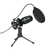 Kondensatormikrofon - RGB-Kondensatormikrofon für PC - Aufnahmemikrofon für Musik, Streaming, Podcast, Audio, Stimme, Video auf Desktop/Laptop