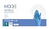 Einweghandschuhe, einmalhandschuhe Nitril handschuhe, untersuchungshandschuhe für medizinische Lebensmittel, puderfrei, latexfrei, hypoallergen (100, Blau, S)