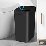Schwarz Mülleimer Bad mit Deckel, 12L Schwarz Sensor Mülleimer für Küche Büro Wohnzimmer Badezimmer, Elektrischer Plastik-Mülleimer, Leise Wasserdicht Intelligenter Mülleimer Abfallbehälter Papierkorb
