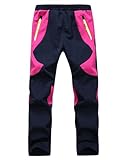 Echinodon Kinder Gefütterte Hose Softshellhose Winddicht Wasserabweisend Atmungsaktiv Warm Regenhose Skihose Jungen Mädchen Rosa L