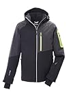 killtec Herren Funktionsjacke/Skijacke mit abzippbarer Kapuze und Schneefang KSW 464 MN SKI JCKT, schwarz/anthramelange/apfel, L, 43449-000