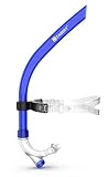 ZABERT SNK92 Schwimmschnorchel Schnorchel Schwimmtraining Frontschnorchel für Erwachsene Kinder 10 Jahre Schwimmen Trainingshilfe mit Ventil Ausrüstung Swim Front Snorkel Silikon Blau