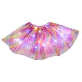 Winterrock Damen-Karnevals-LED-Tutu-Röcke, Ballett-Tanz-Tutu-Rock, leuchtende Röcke, glitzerndes Party-Kostüm Hahnentritt (One Size)