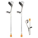 Faltbare Unterarmgehstützen, leichte Aluminium-Krücken für Erwachsene, Ergonomische Ellenbogenstütze, Komfortabler Griff, 10-Stufige Höhenverstellung, 1 Paar (Color : Silver)