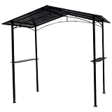 DEGAMO Grillpavillon Garten Pavillon Toulouse 250x160cm, Metallgestell dunkelgrau, Dach aus Trapezblech/Metall, dunkelgrau