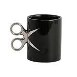 Bibykivn Kreative Keramiktasse Geschenke Für Freunde Und Kollegen Keramik Einzigartige Designs Für Schlagringe Und Scheren 350 Milliliter Große Kaffeetasse (Schwarze Schere)