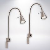 BRILONER - 2er Set LED Leselampe mit Ein/Aus-Schalter, schwenkbar, viele Befestigungspositionen, Wandleuchte Innen, Wandlampe, Bettlampe, Lampe Bett, Leselicht, Nachttischlampe, 40,3cm, Matt-Nickel