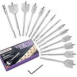 15 Stück Flachfräsbohrer Set,Spatenbohrer Set mit 1/4' Sechskantschaft für Zubehör Schlagbohrmaschine, Ø 6mm-38mm,für Holz, Span, Gipsplatten und Kunststofflochung,mit Aufbewahrungsbox