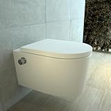 UDiseño Dusch WC,Taharet mit Integrierter Düse, TornadoSpülung, spülrandloses Wand WC mit bidet funktion, Hänge WC mit Nanobeschichtung, WC Sitz mit Absenkautomatik, Schalldämmung, 52.5 cm