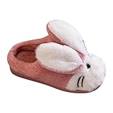 Kinder Hausschuhe Kleinkind Kinder Kinder Mädchen Print Bunny Print Pelzige Schuhe Indoor Hause Warme Hausschuhe Winterschuhe Junge Weiche Hausschuhe Kinder (Watermelon Red, 32)