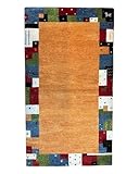 Rug Studios Teppich GABBEH ROYAL | Handgeknüpft | Farbe: Gold; Größe: 120x180 cm | strapazierfähig und leicht zu reinigen | Wohnzimmer | Schlafzimmer