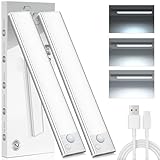Unterbauleuchte Küche LED Schrankbeleuchtung Bewegungsmelder - Lampe Akku Beleuchtung Licht Batterie Schrank Leuchte Slim Bright Schranklicht Lichtleiste Kabellos Leiste Küchen Aufladbar USB Light