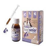 Kowi Senior Care Tropfen. Lachsöl für Hunde und Katzen ab 7 Jahren. Omega 3 und Vitamine. 100% natürliche Zutaten. Unterstützt das Gelenk- und kognitive Wohlbefinden. Flasche 60 ml.