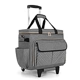 Luxja Lehrertasche Damen Groß, Lehrertasche Trolley, Lehrertrolley für Reisen & Schule, Rollende Laptoptasche Frauen mit Rädern, Grau