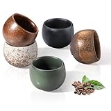 ecooe Espressotassen Dickwandig aus Steingut 5er Set 50ml, Handgefertigt Porzellan Kaffeetassen, Keramik Teetassen Geschenke für Frauen Männer Beste Freundin Partner, Weihnachtsgeschenke