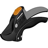 Fiskars Amboss-Gartenschere für trockene Zweige und Äste, Antihaftbeschichtet, Hochwertige Stahl-Klingen, Länge: 19 cm, Schwarz/Orange, PowerStep, P83, 1000575